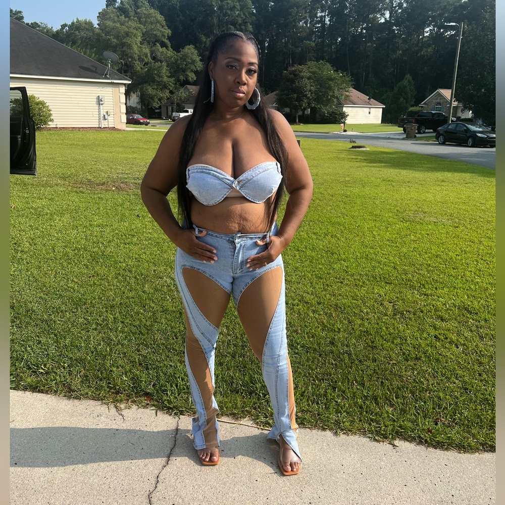 Two piece denim set worn once!